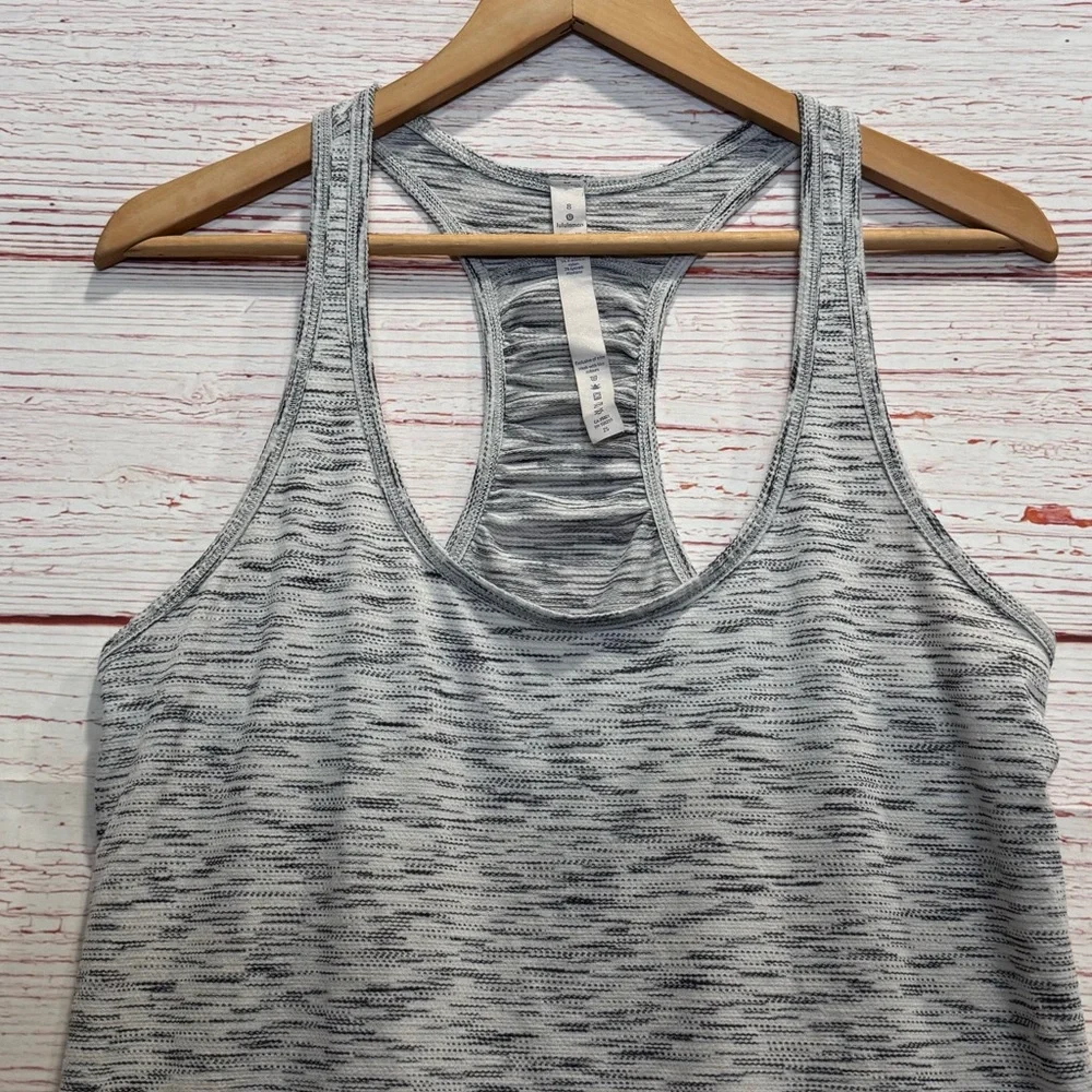 Lululemon Our Sport Tank in Tiger Space Dye Black White Sz 8